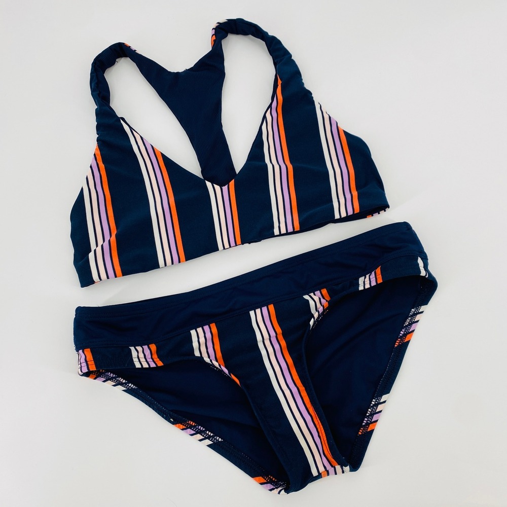 Carve Designs Bikini Swimsuit Women S Navy Striped‎ Racerback Two Piece